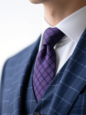 千鸟格马甲西装套装定制