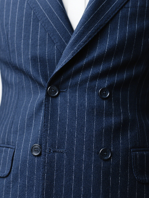 蓝色条纹西装定制