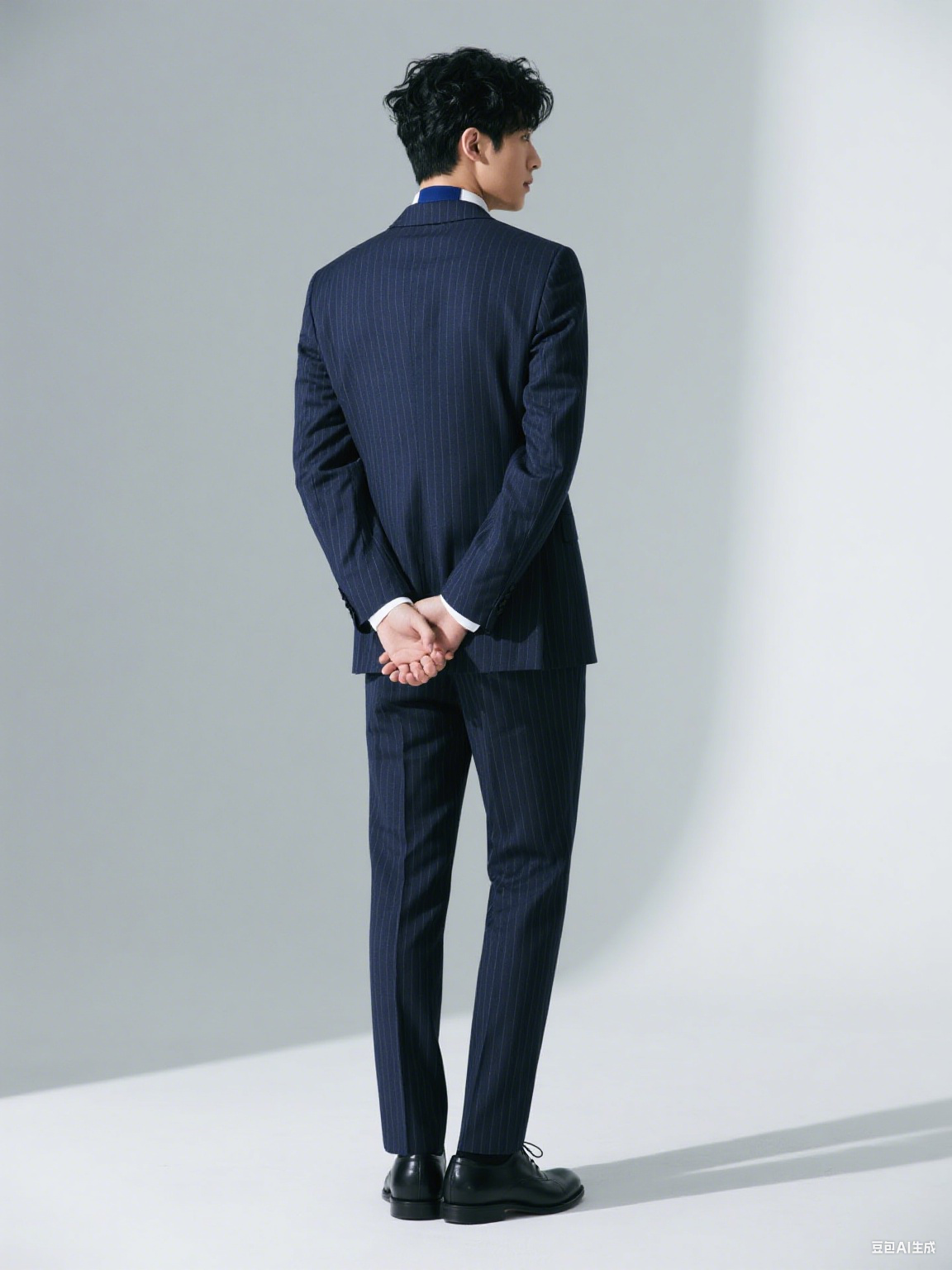 蓝色条纹西装定制